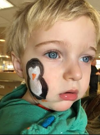 - We just need Penguin eyes and we're Face Painted! -