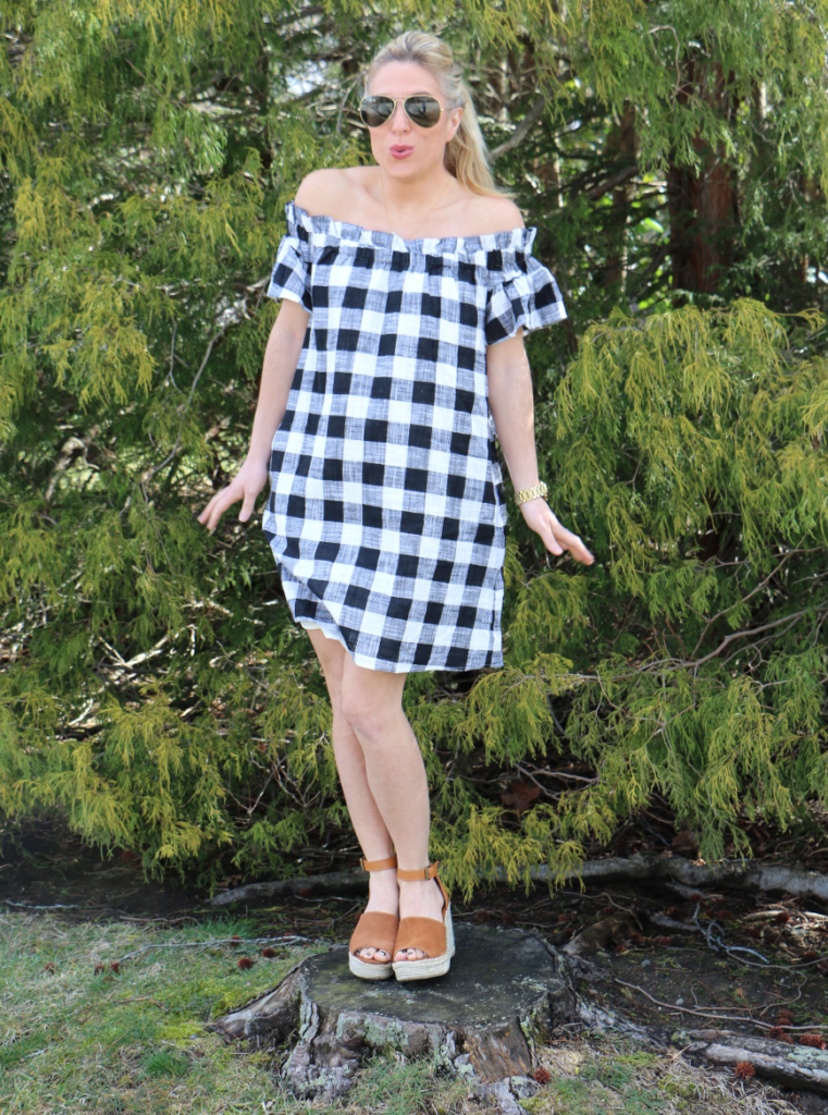 50 Dresses for Spring Series: Gingham Off-the-Shoulder - Stylish Life ...