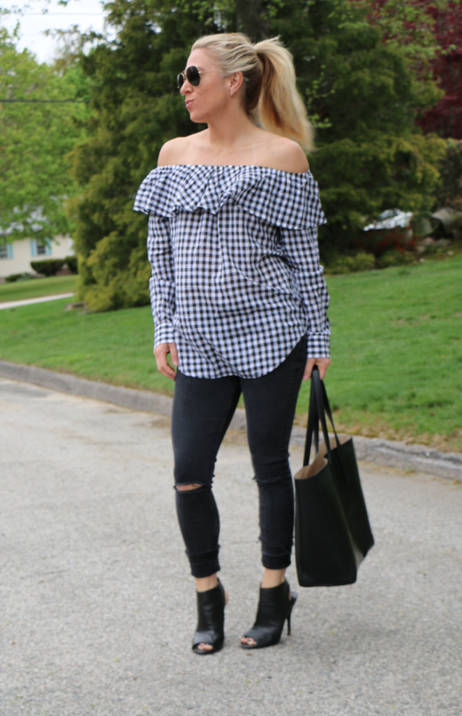 Off the Shoulder Long Sleeve Blouse - Stylish Life for Moms