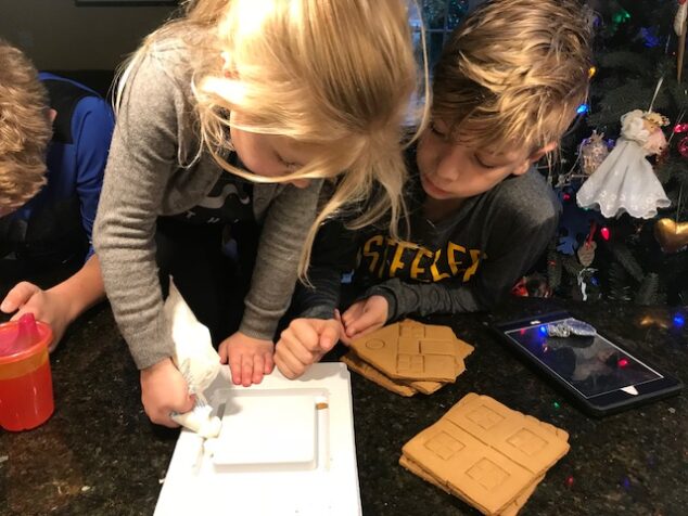 The beginning of our Despicable Me 3 gingerbread house. 