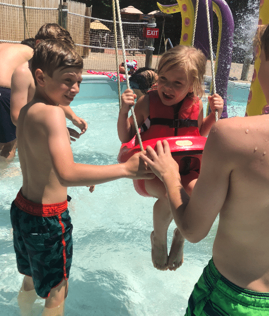 All the kids had fun together at the water park. 