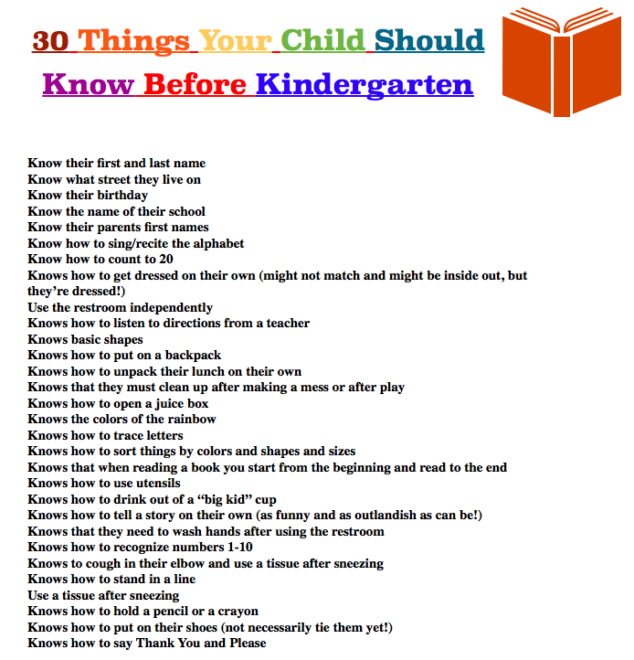 30 Things Your Child Should Know Before Kindergarten