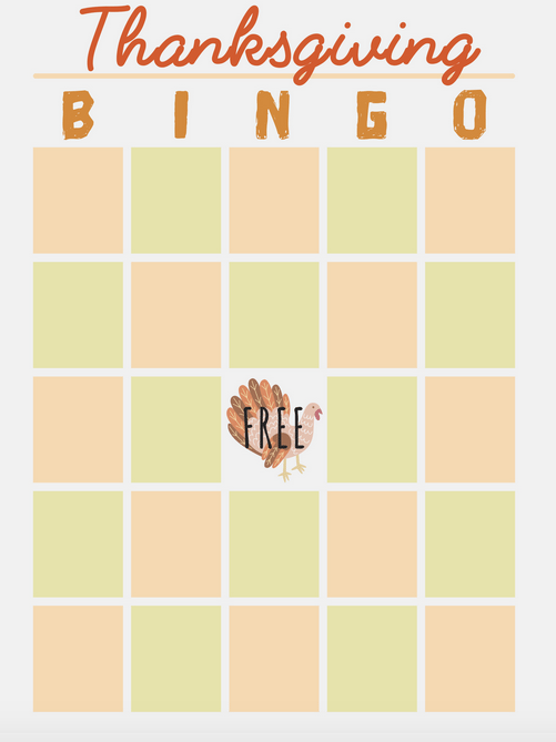 Blank Thanksgiving Bingo Cards