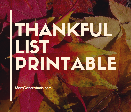 Thankful List Printable - "What I'm Thankful For" Thankgiving Day Printable for Kids