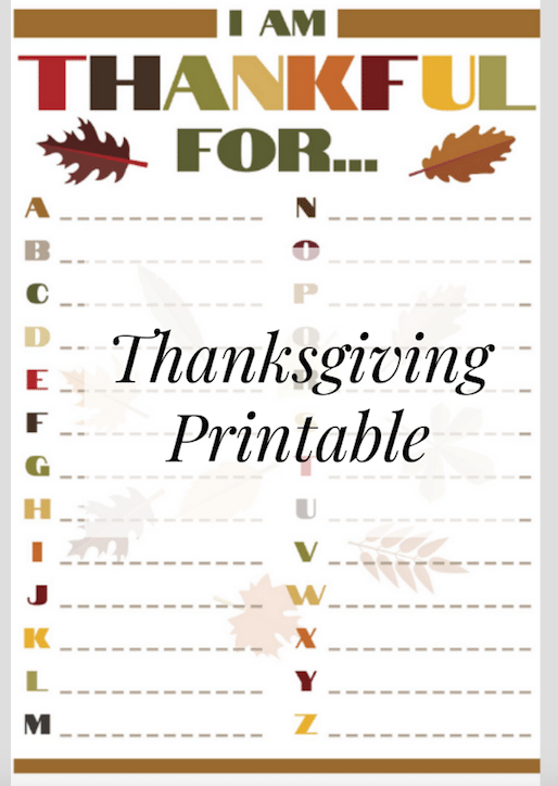 "What I'm Thankful For" Thankgiving Day Printable for Kids