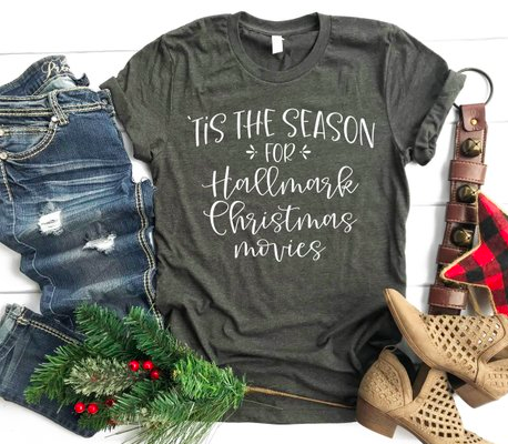 Tis the Season for Hallmark Christmas Movies | Cute Winter Christmas Shirt | Shirts for Moms | Bella Tee | Soft TShirt | Women's Graphic Tee