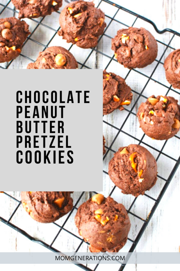 Chocolate Peanut Butter Pretzel Cookies