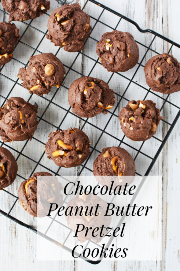 Chocolate Peanut Butter Pretzel Cookies