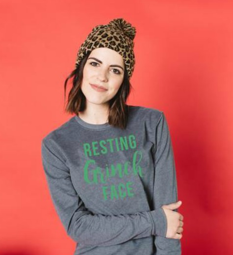Resting Grinch Face Holiday Tee