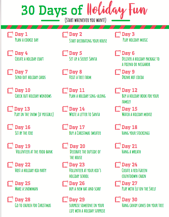 30 Days of Holiday Fun Challenge