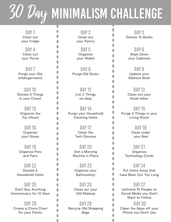 30 Day Minimalism Challenge Stylish Life For Moms