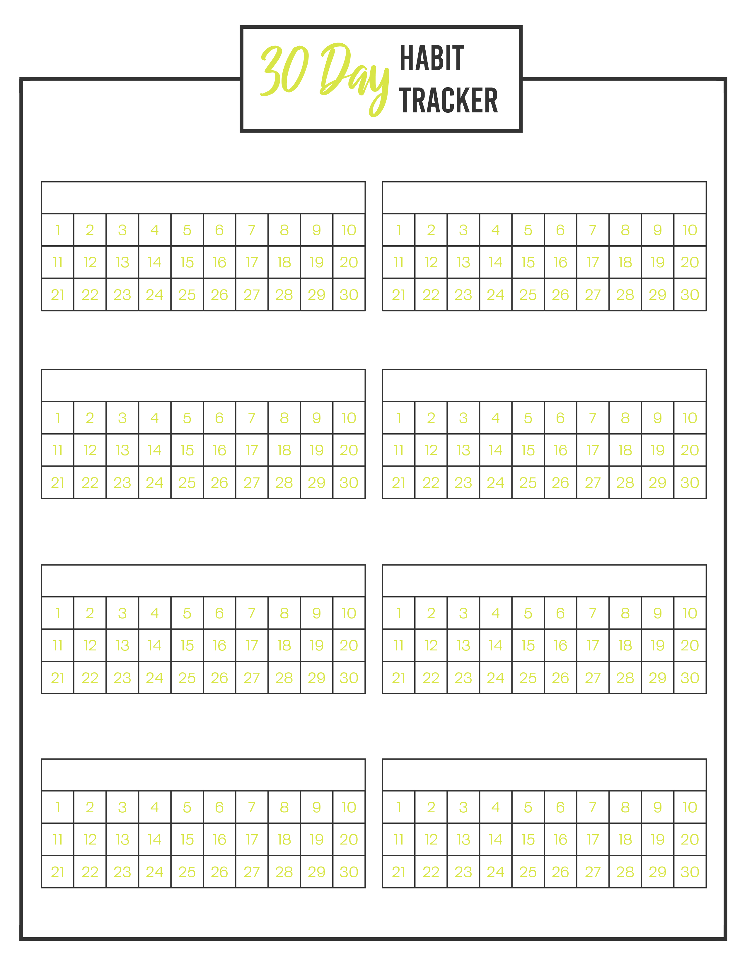 30 Day Habit Tracker Free Printable Templates Printable Download