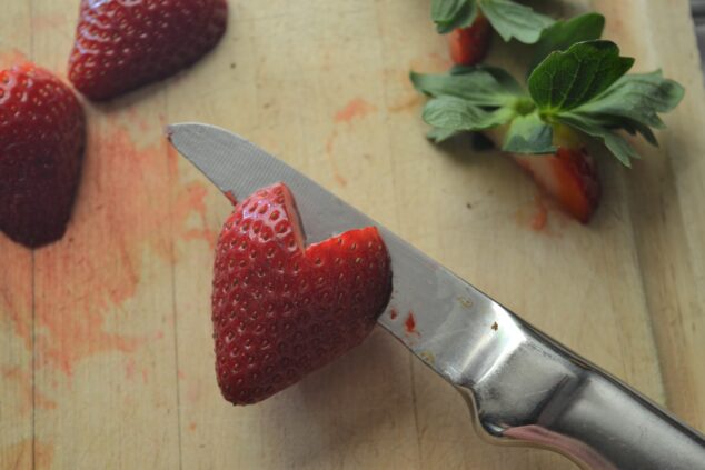 Gluten Free Strawberry Shortcake - Cutting Strawberries