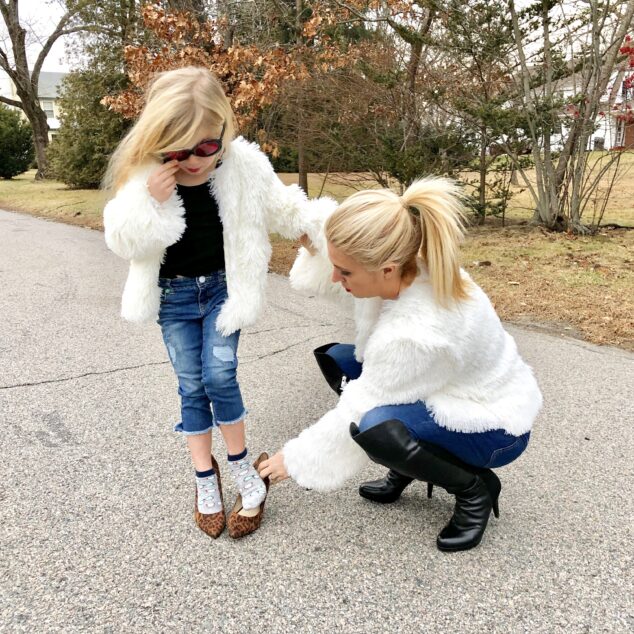 Mom and daughter matching winter outlet outfits