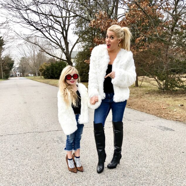 Mommy and Me Outfits: Twinning Faux Fur Jackets