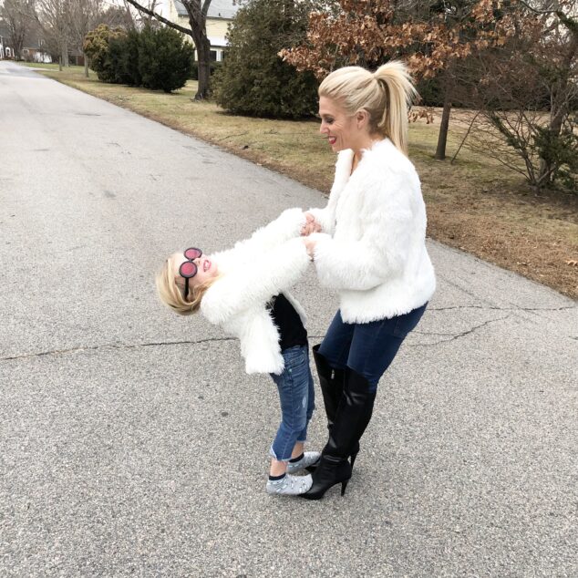 Mommy and Me Outfits: Twinning Faux Fur Jackets