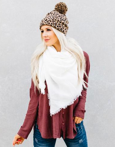 White Square Scarf