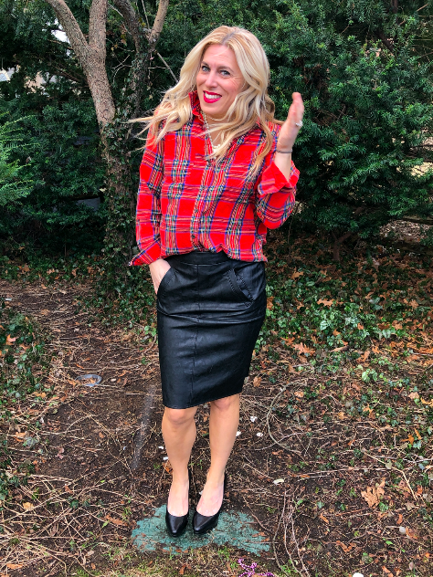 Plaid with Leather Skirt