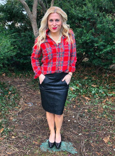 Plaid with Leather Skirt