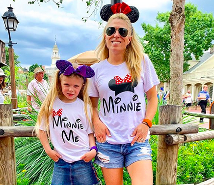 Mother daughter store matching disney shirts