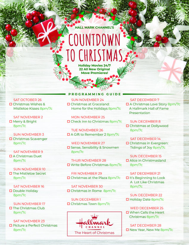 Hallmark Christmas Movies 2024 Schedule Printable Pdf Annie Brianna