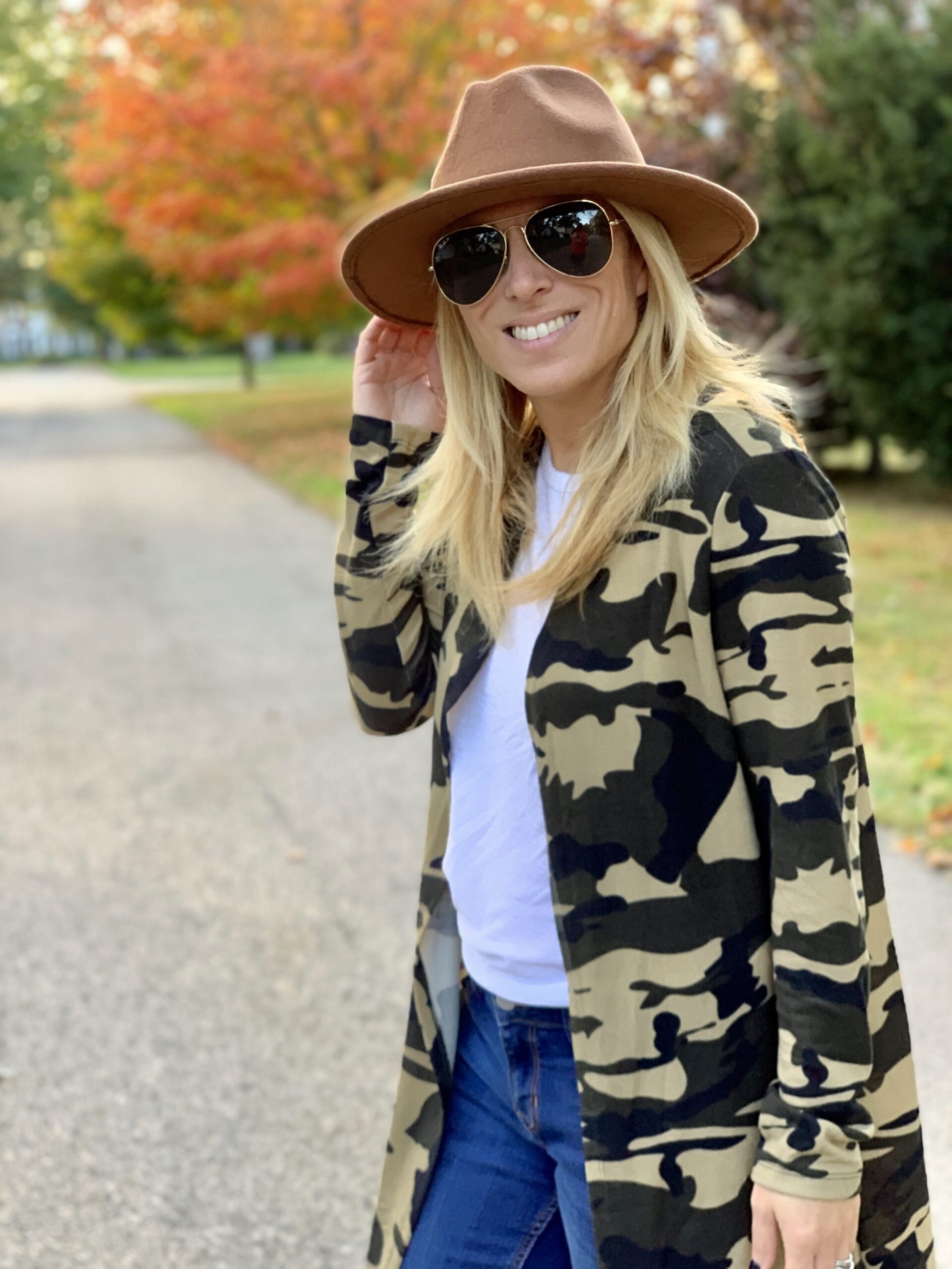 Camo Cardigan with Hoodie