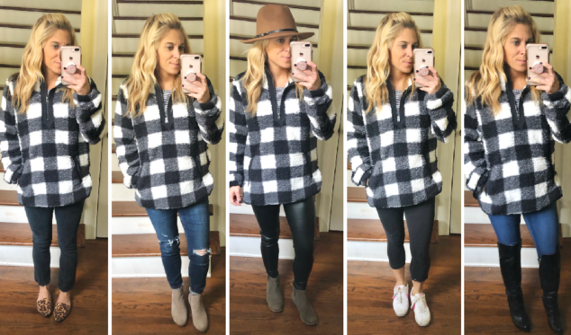 Sherpa Fleece Pullover - 5 Ways to Style - Stylish Life for Moms