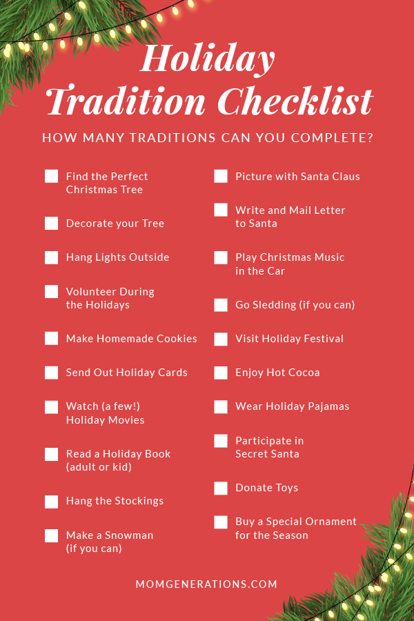 Holiday Tradition Checklist for the Holidays