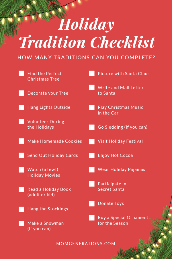 Holiday Tradition Checklist Stylish Life for Moms