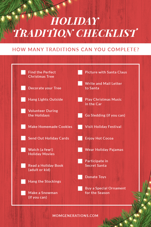 Holiday Tradition Checklist for the Holidays