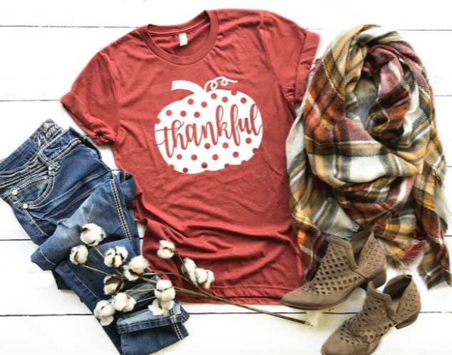 Thanksgiving Shirt | Thankful Shirt | Pumpkin TShirt | Polka Dot Pumpkin T-shirt | Fall Shirts | Fall Womens Tee