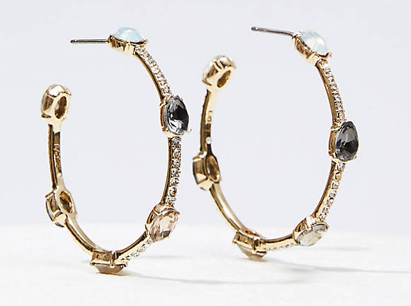 LOFT Pave Stone Hoop Earrings 