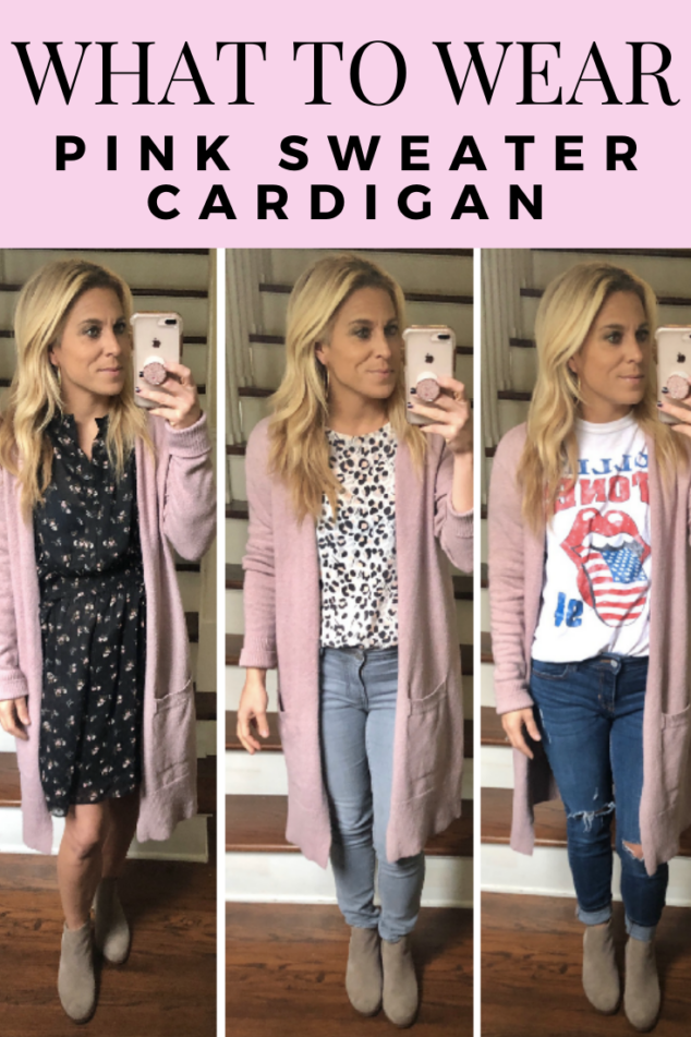 Pink Sweater Styling - 5 Ways to Style Long Pink Cardigan - Stylish Life  for Moms