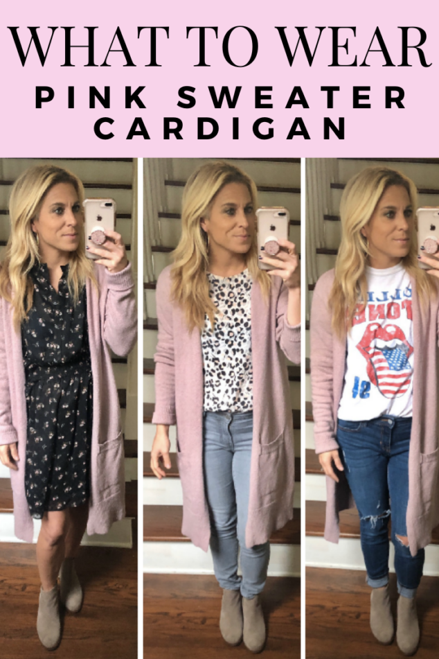 pink cardigan outfits