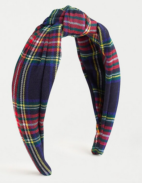 J.Crew Turban knot headband in Stewart tartan