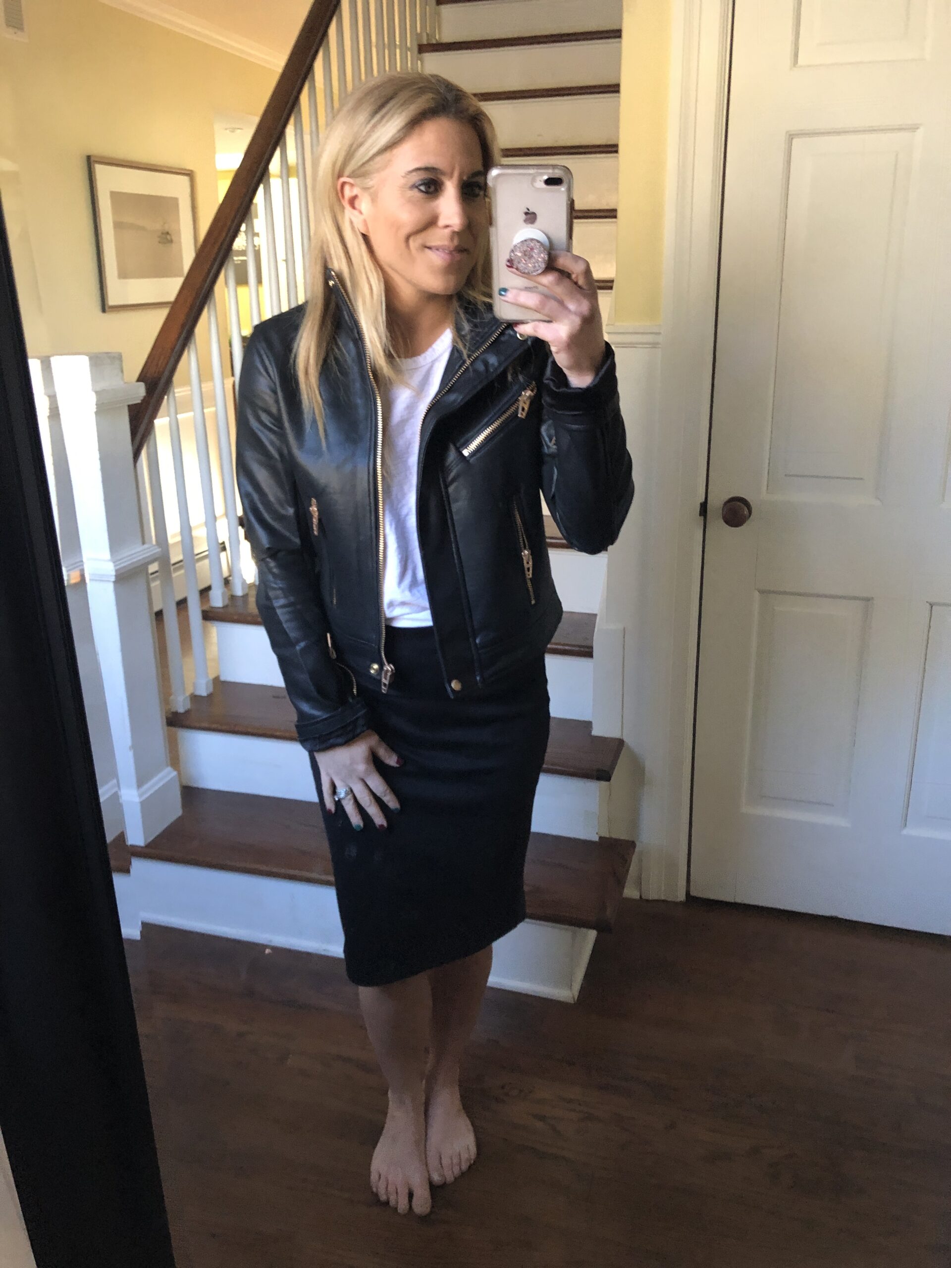 Black Faux Leather Jacket 5 Ways To Style Stylish Life For Moms 1154