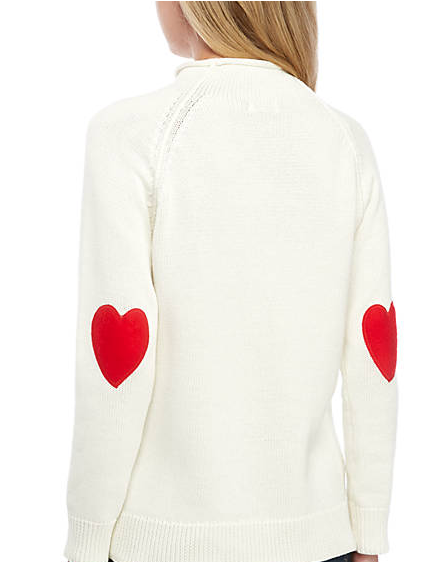 Valetine's DAy Clothes  Crown & Ivy™ Women's Long Sleeve Heart Patch Solid Sweater