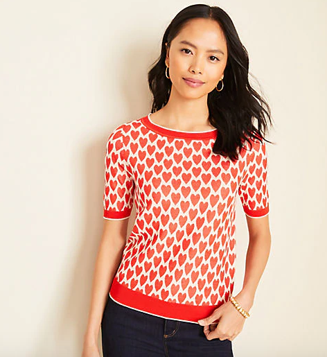 Heart Short Sleeve Sweater