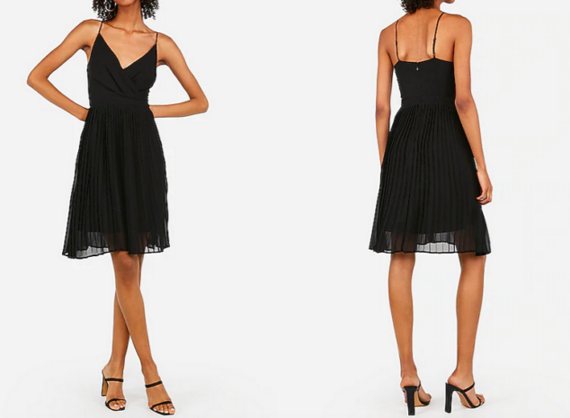 express dresses - pleated surplice front midi dress