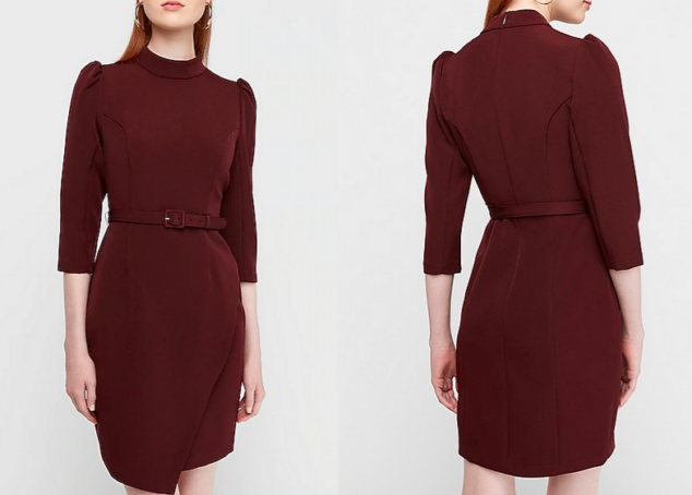 Express belted button front sheath dress best sale