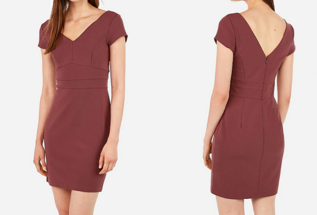 double v seamed mini sheath dress