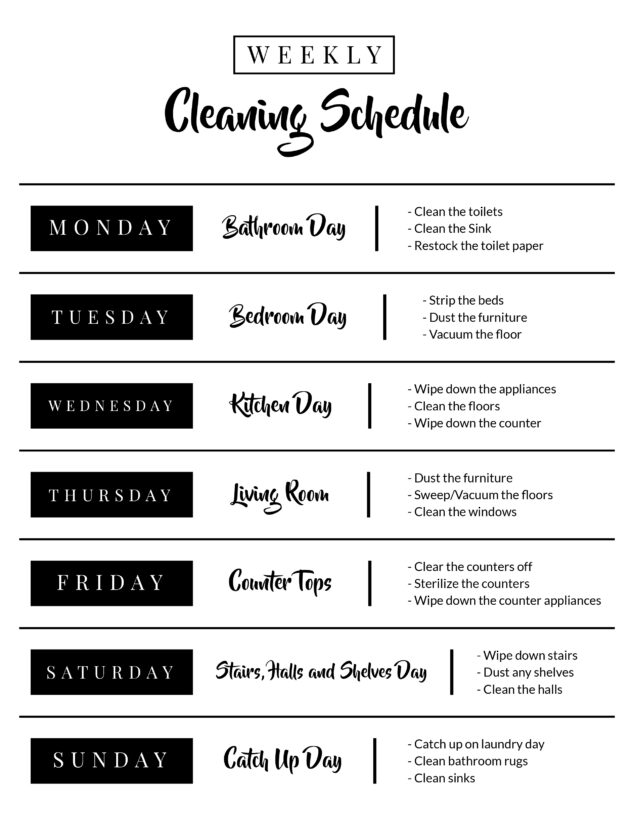 Home Cleaning Schedule