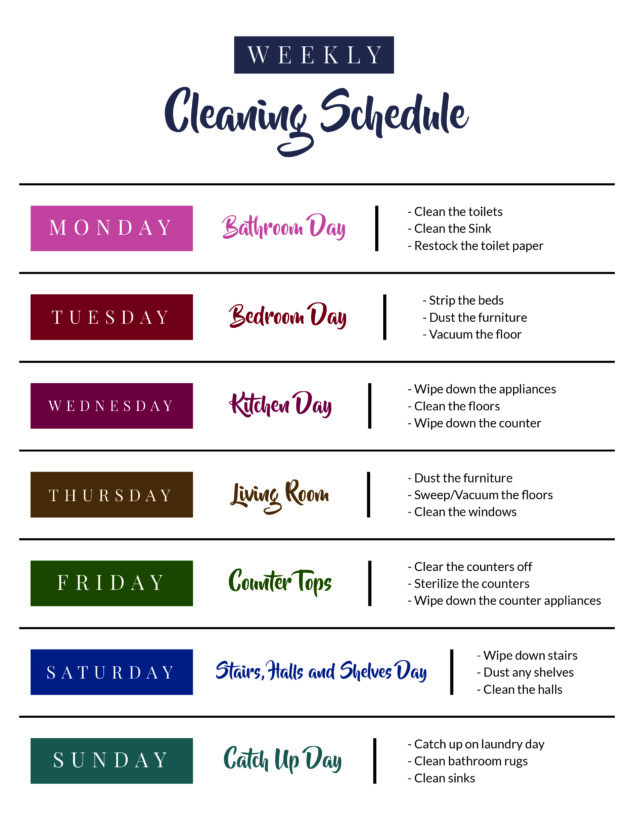 Home Cleaning Schedule