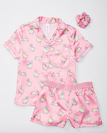 llama Silky Button Up Pajama Set