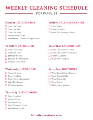 Weekly Cleaning Routine for Families - Stylish Life for Moms