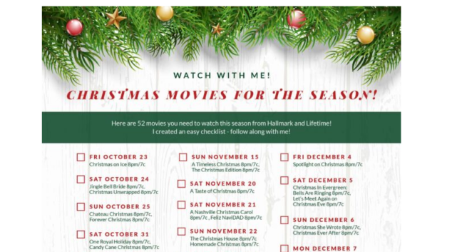 2020 Christmas Movie Checklist - Designed Simple