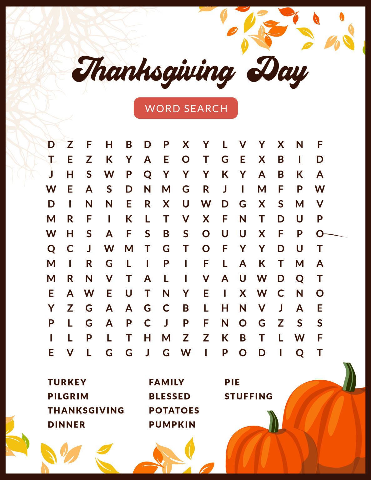 Thanksgiving Word Search Printable Stylish Life For Moms