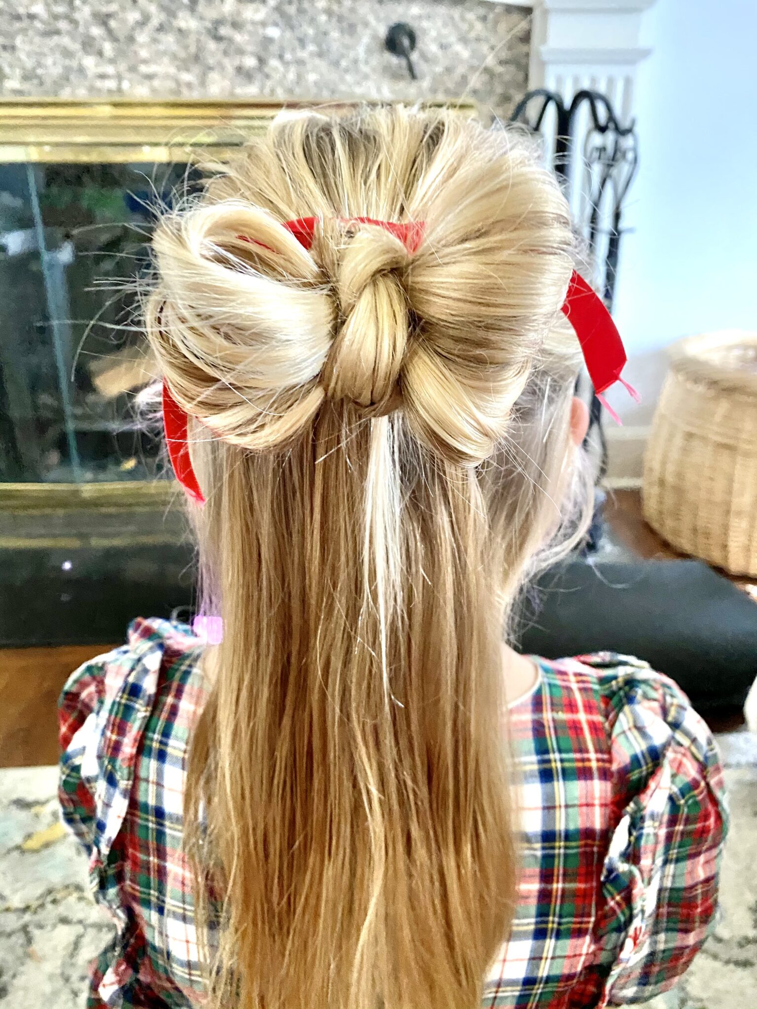 Holiday Bun Hairstyle Bow Tie Bun Stylish Life for Moms