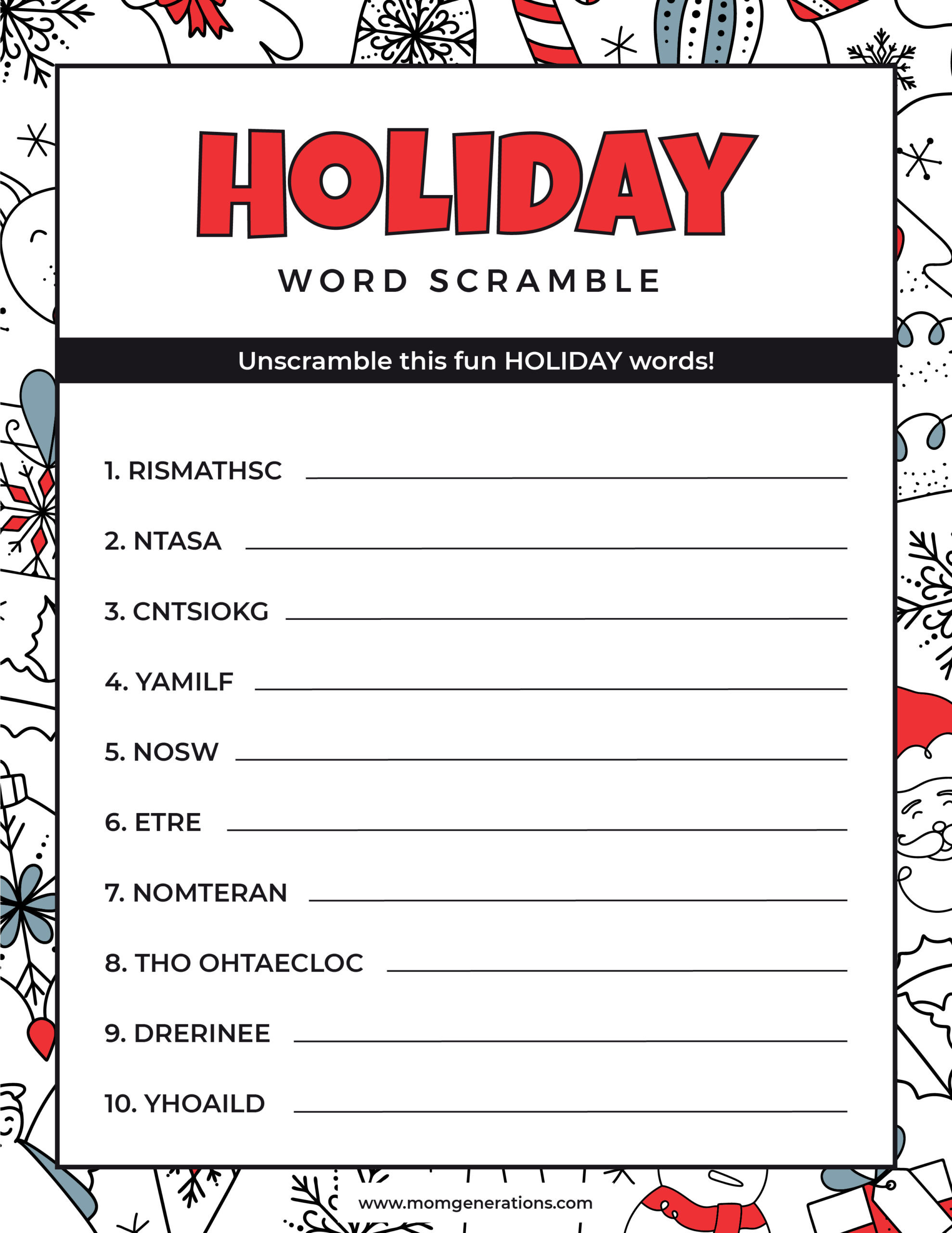 Holiday Word Scramble Stylish Life For Moms