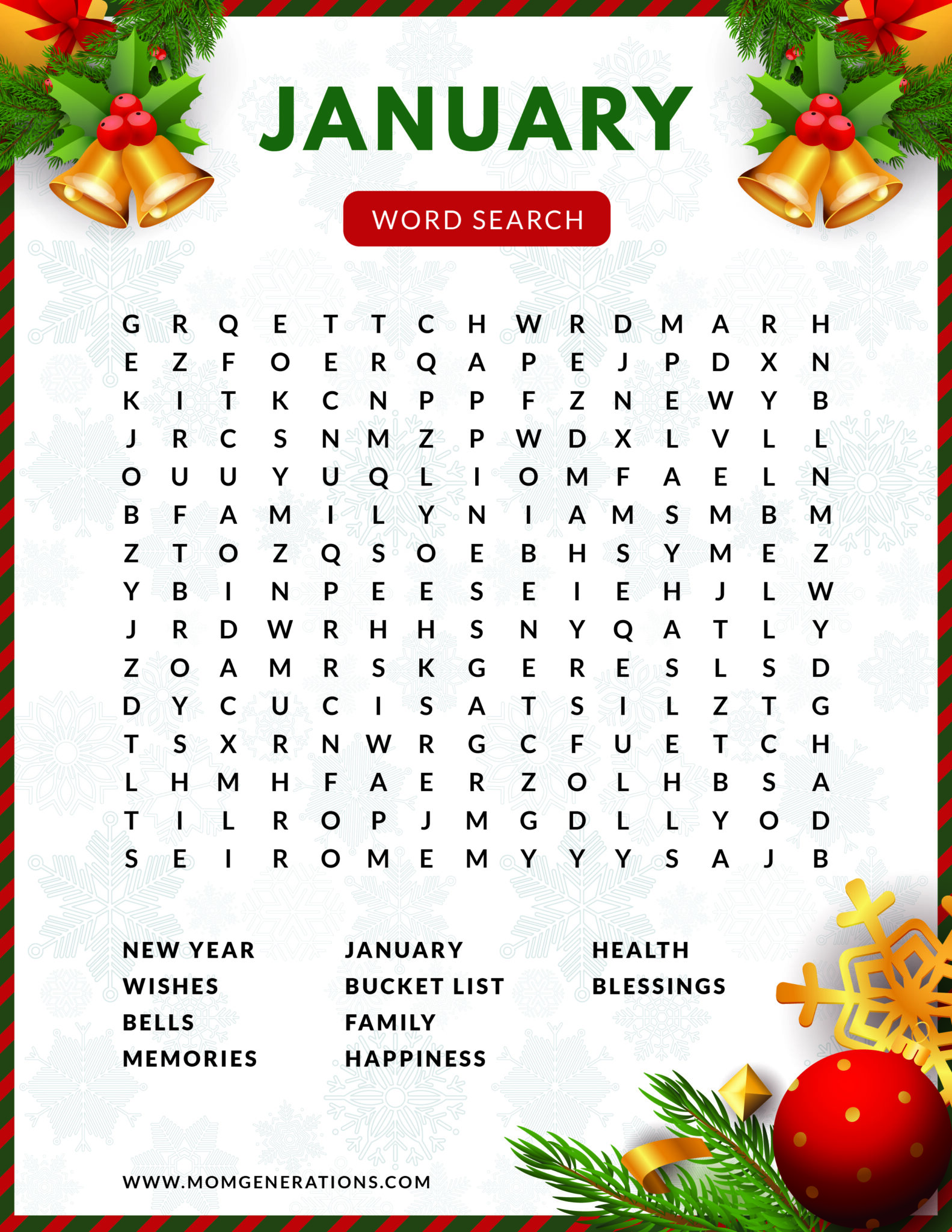 January Word Search Printable for Kids Mom Generations Stylish Life